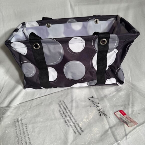 Thirty One Medium Utility Tote O68G Black Happy Dot - NWT - Picture 1 of 5